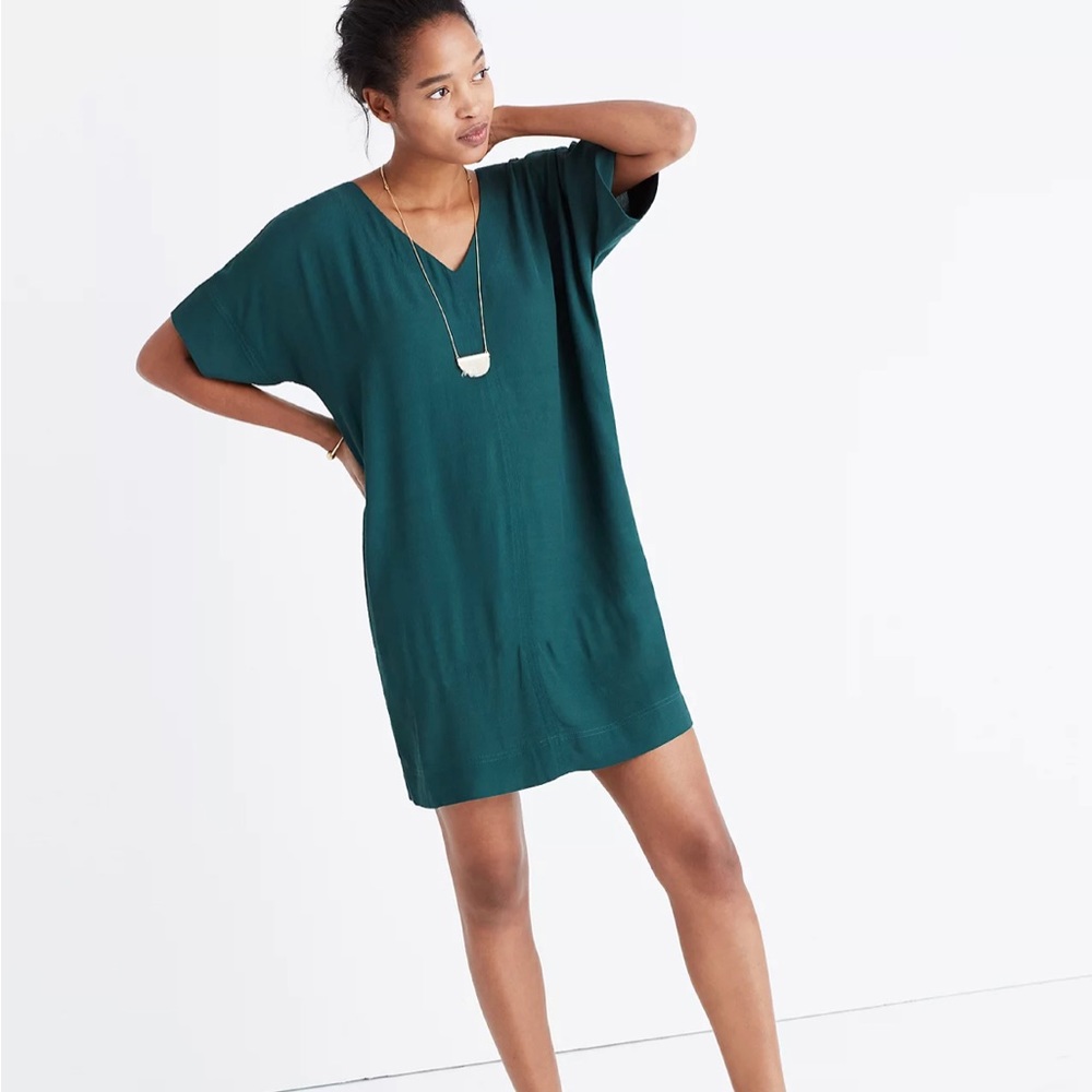 Madewell Novel Shift Dress in Forest Green size xs